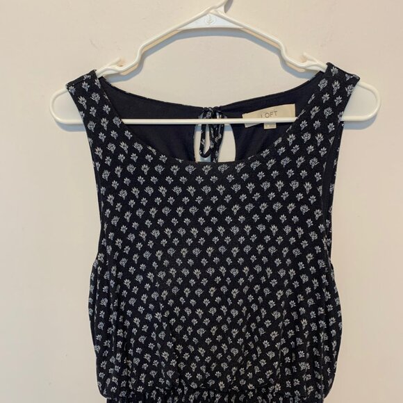 LOFT NAVY BLUE W/WHITE PRINT SLEEVELESS DRESS SIZE SMALL - Picture 2 of 4